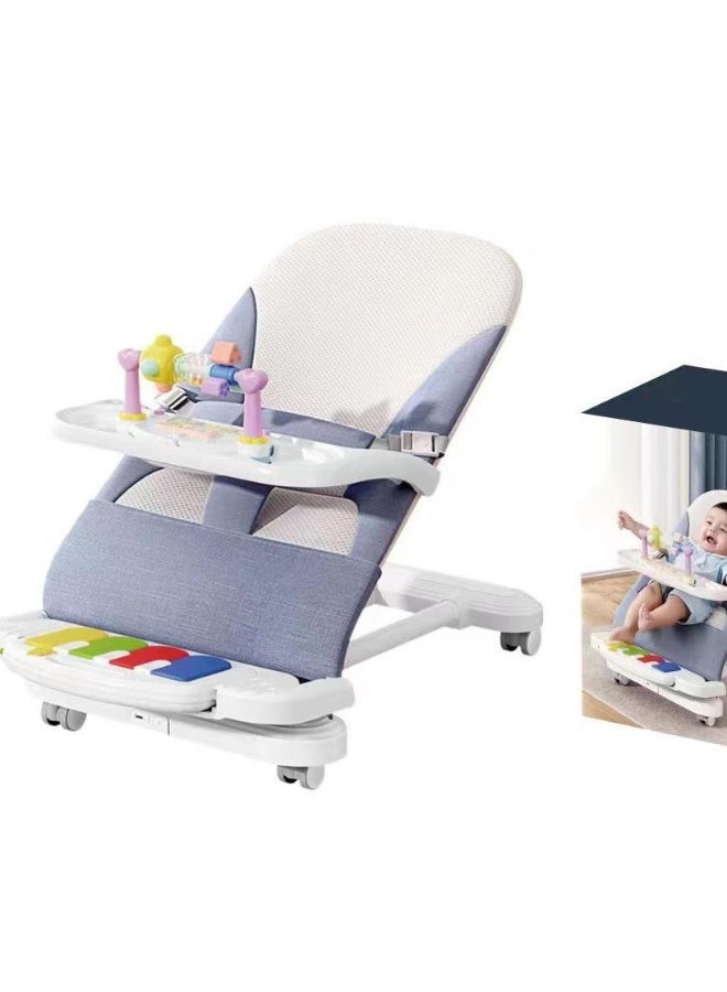 MIXDE Baby Bouncer, 4-in-1 Portable Bouncer Seat with Removable Wheels, 3-Level Adjustable Incline for Infant to Toddler up to 13kg, 0-24 months, with Detachable Piano, Feeding Tray, Play Bar - Image 2